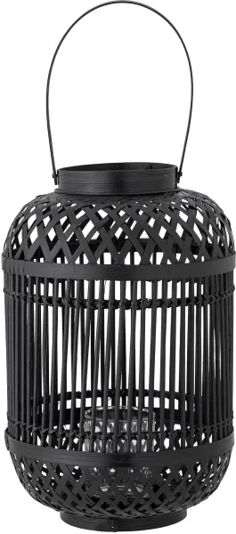 BLOOMINGVILLE Tilla Lykt med Glass, Svart, Bambus