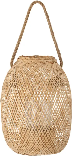BLOOMINGVILLE Musu Lykt med Glass, Naturlig, Bambus